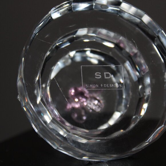 SIMON DESIGNS Crystal 3 Tier Cake Paperweight FLOWER Decoration On Top - Picture 4 of 6